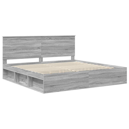 Bedframe Grijs Sonoma 200 x 200 cm Massief grenenhout