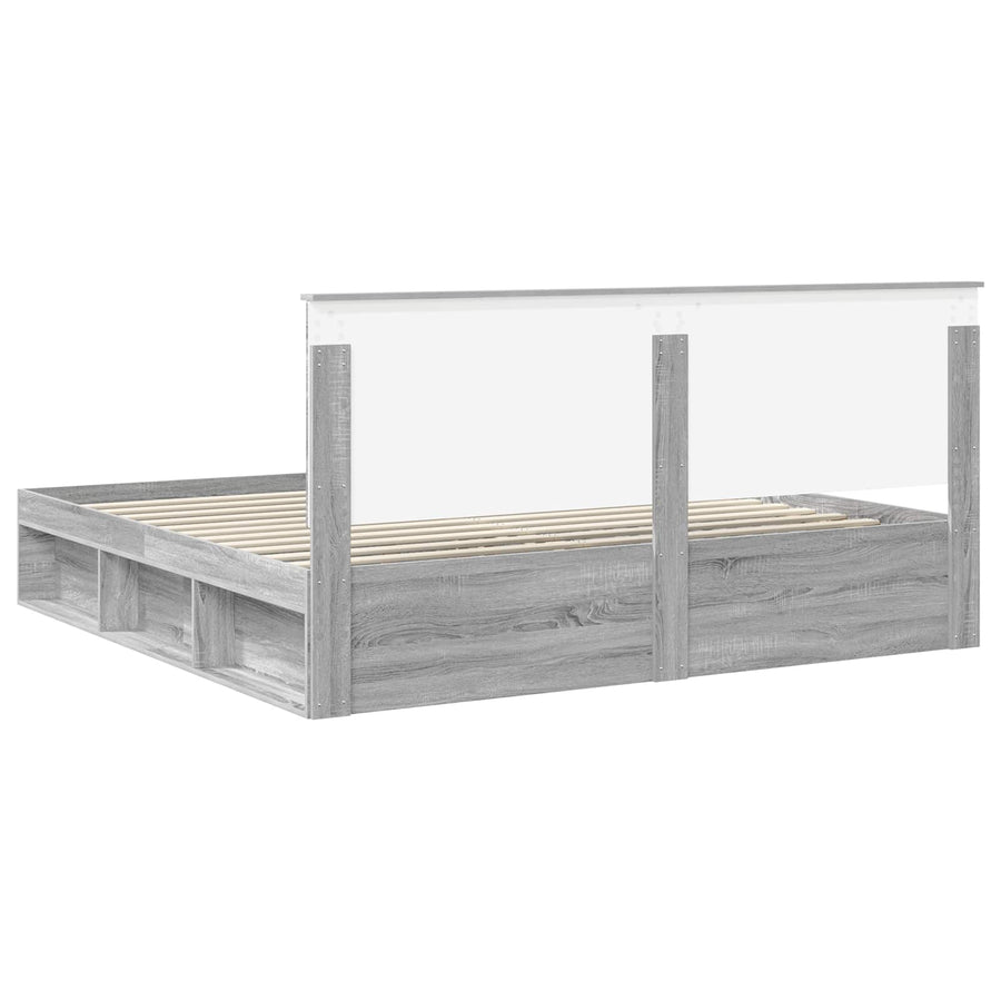 Bedframe Grijs Sonoma 200 x 200 cm Massief grenenhout
