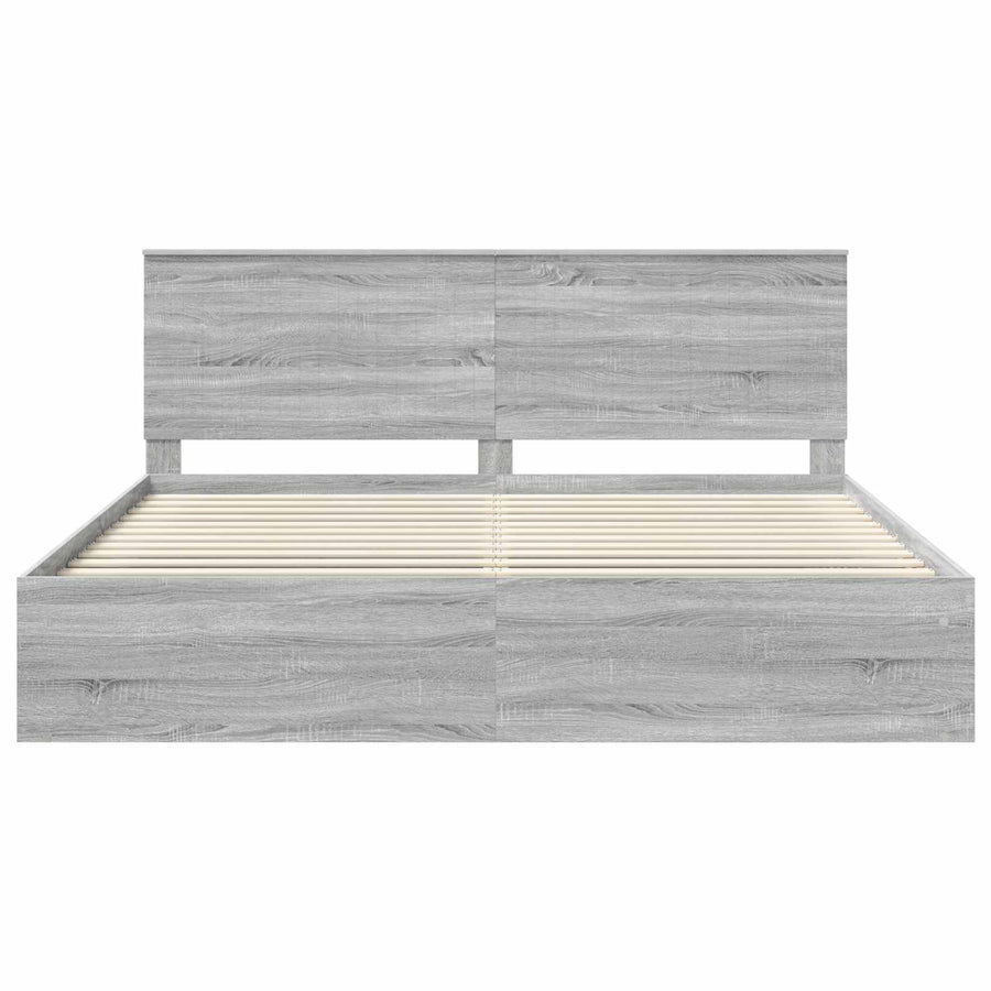 Bedframe Grijs Sonoma 200 x 200 cm Massief grenenhout