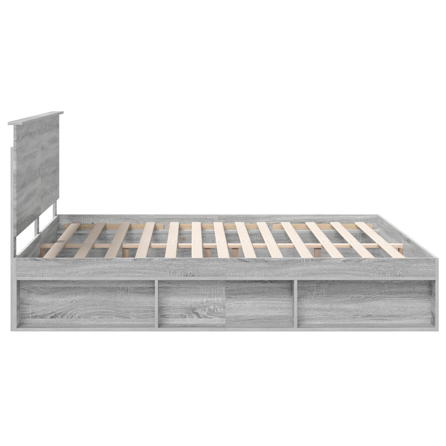 Bedframe Grijs Sonoma 200 x 200 cm Massief grenenhout