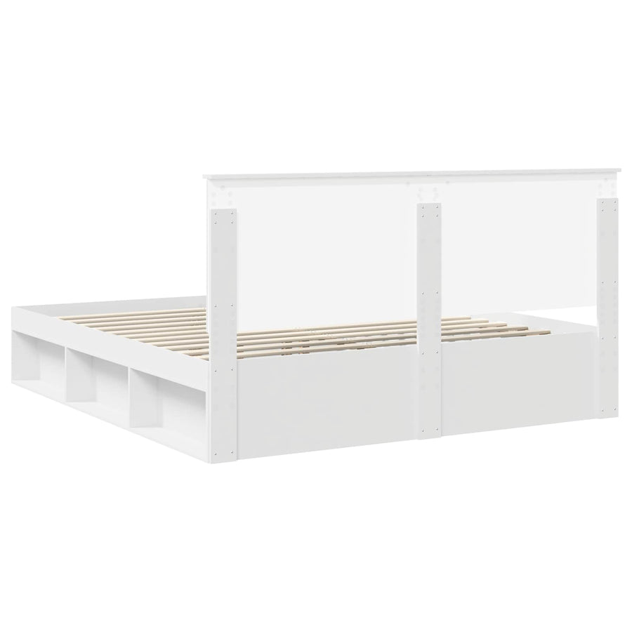 Bedframe met hoofdeinde Wit 180 x 200 cm Massief grenenhout