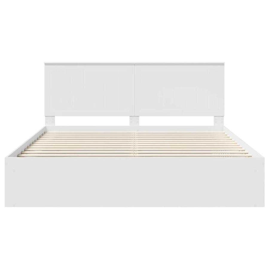 Bedframe met hoofdeinde Wit 180 x 200 cm Massief grenenhout