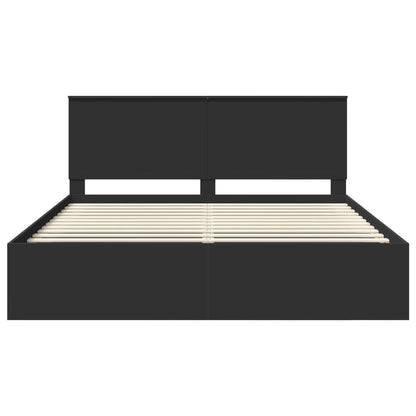 Bedframe met hoofdeinde Zwart 180 x 200 cm Massief grenenhout