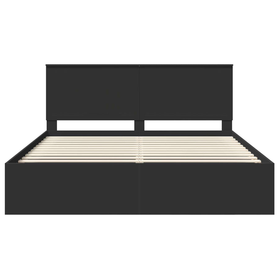 Bedframe met hoofdeinde Zwart 180 x 200 cm Massief grenenhout