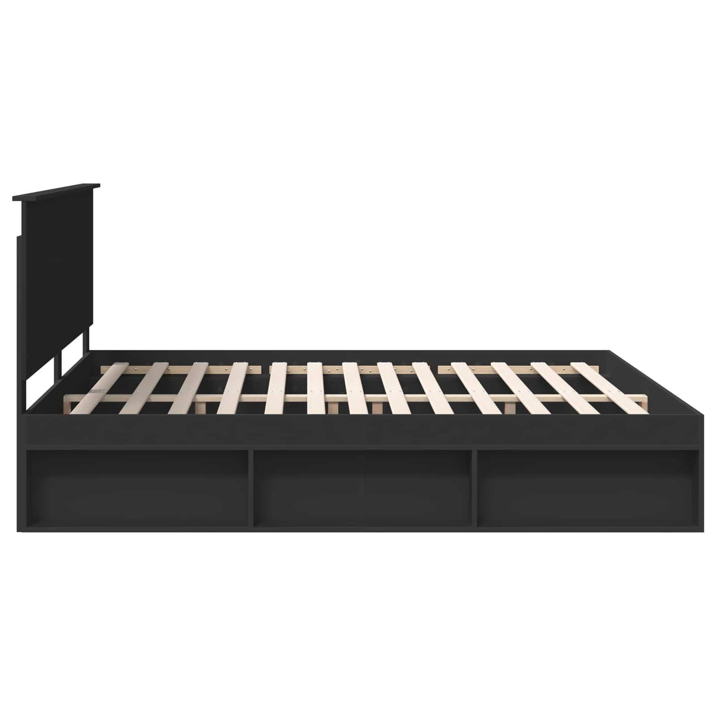 Bedframe met hoofdeinde Zwart 180 x 200 cm Massief grenenhout
