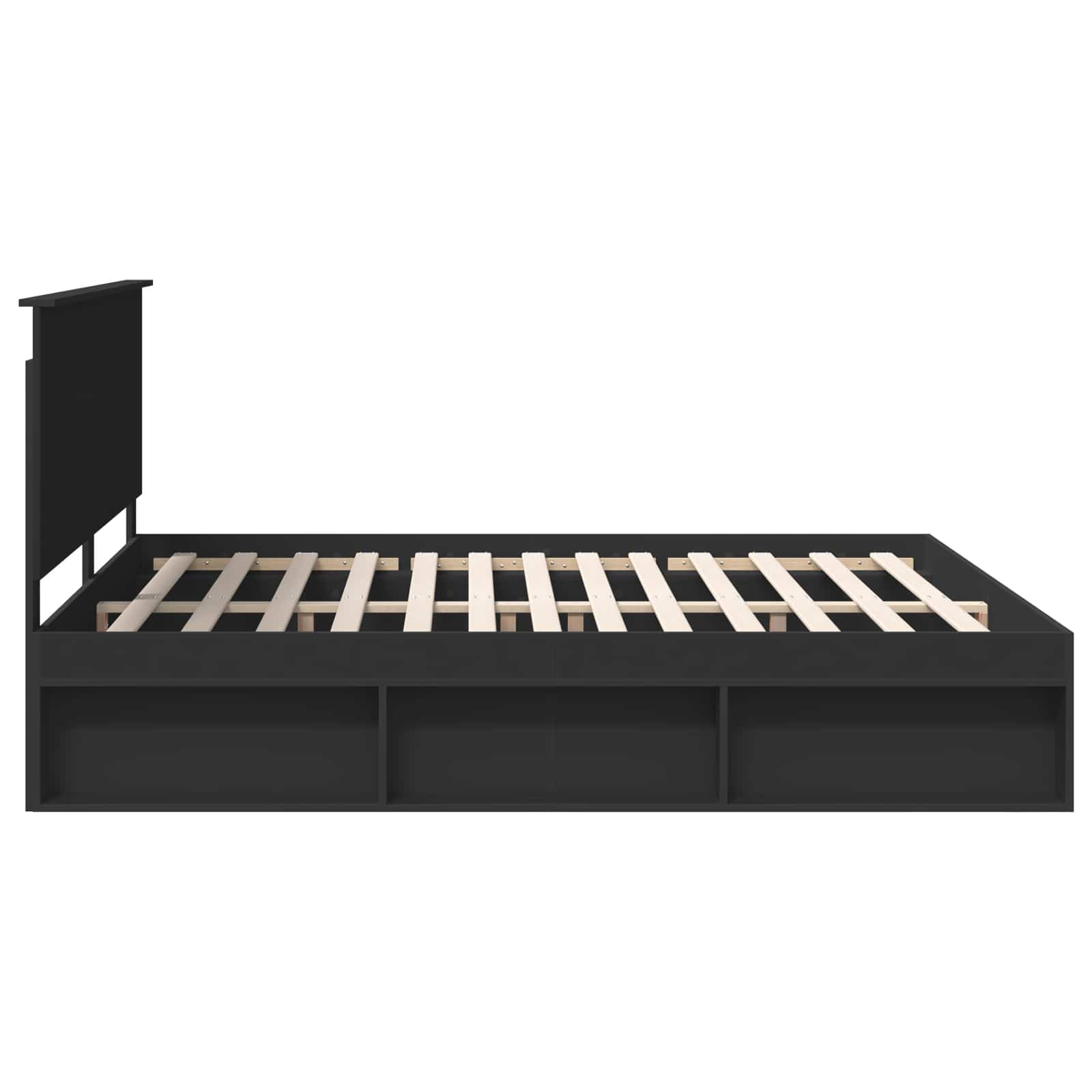 Bedframe met hoofdeinde Zwart 180 x 200 cm Massief grenenhout