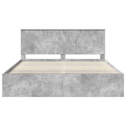 Bedframe met hoofdeinde Beton 180 x 200 cm Massief grenenhout