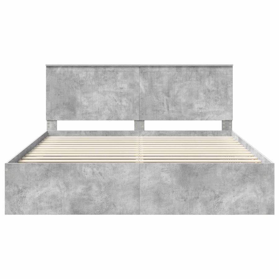 Bedframe met hoofdeinde Beton 180 x 200 cm Massief grenenhout