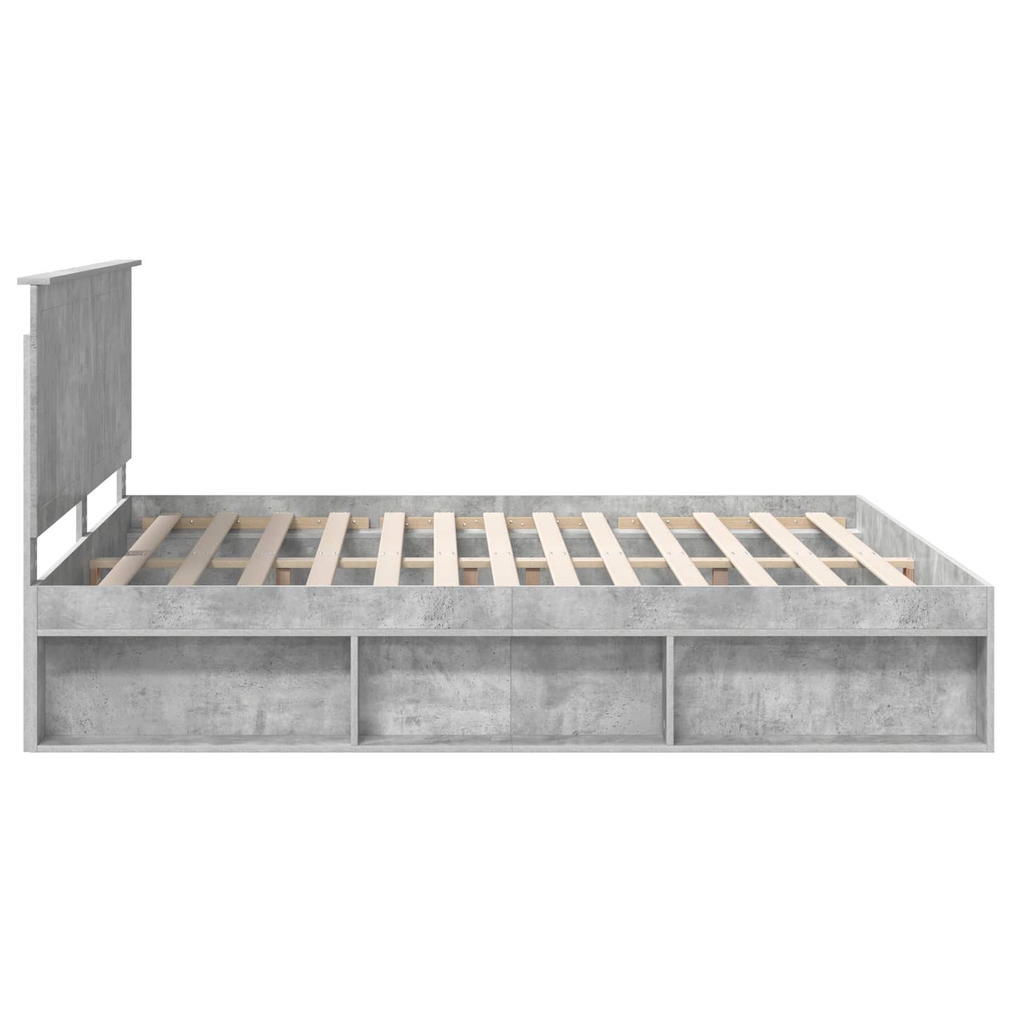 Bedframe met hoofdeinde Beton 180 x 200 cm Massief grenenhout