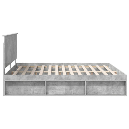 Bedframe met hoofdeinde Beton 180 x 200 cm Massief grenenhout