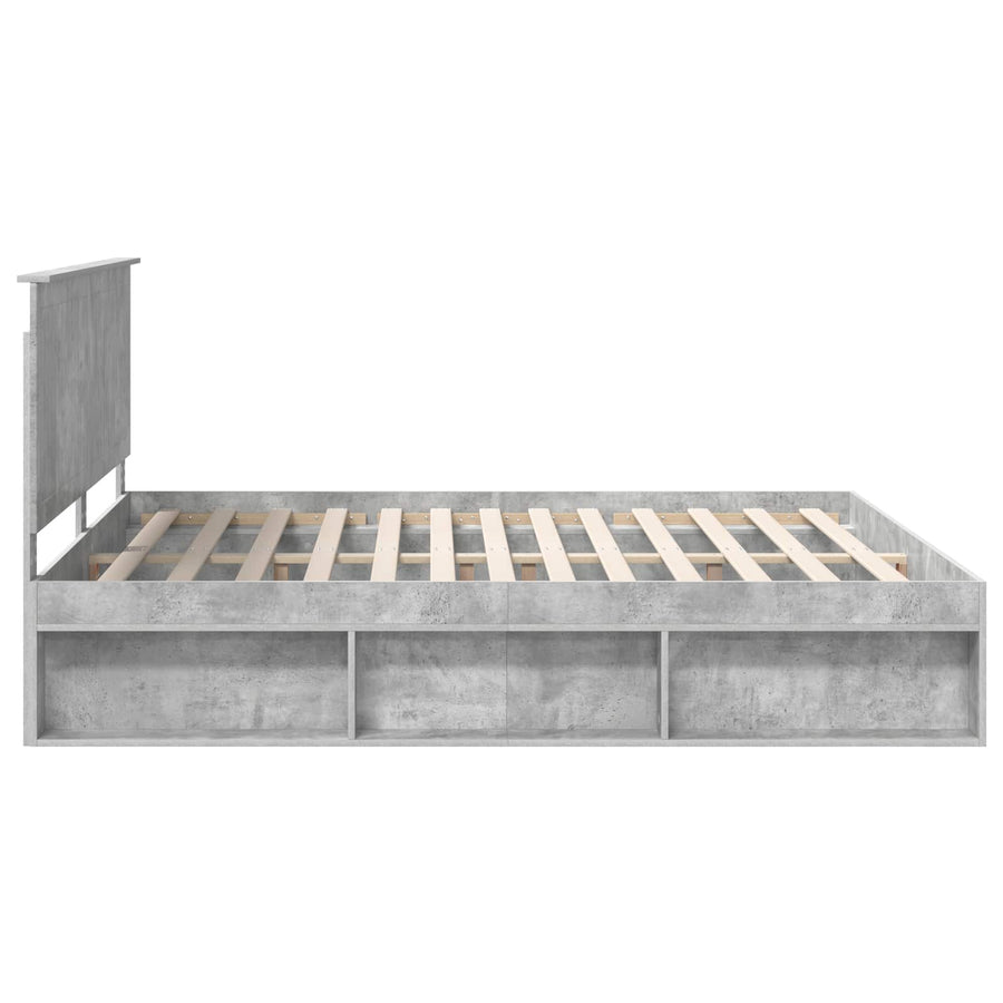 Bedframe met hoofdeinde Beton 180 x 200 cm Massief grenenhout