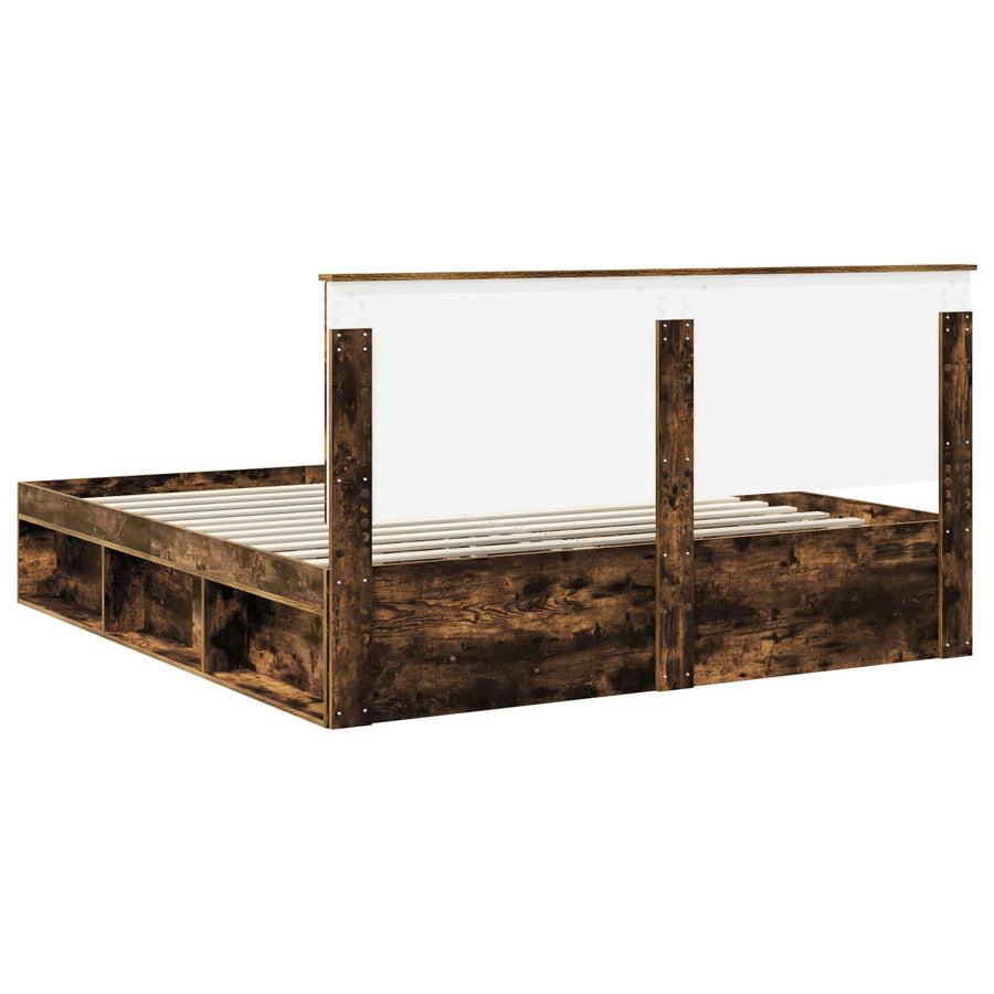 Bedframe Gerookt eiken 180 x 200 cm Massief grenenhout