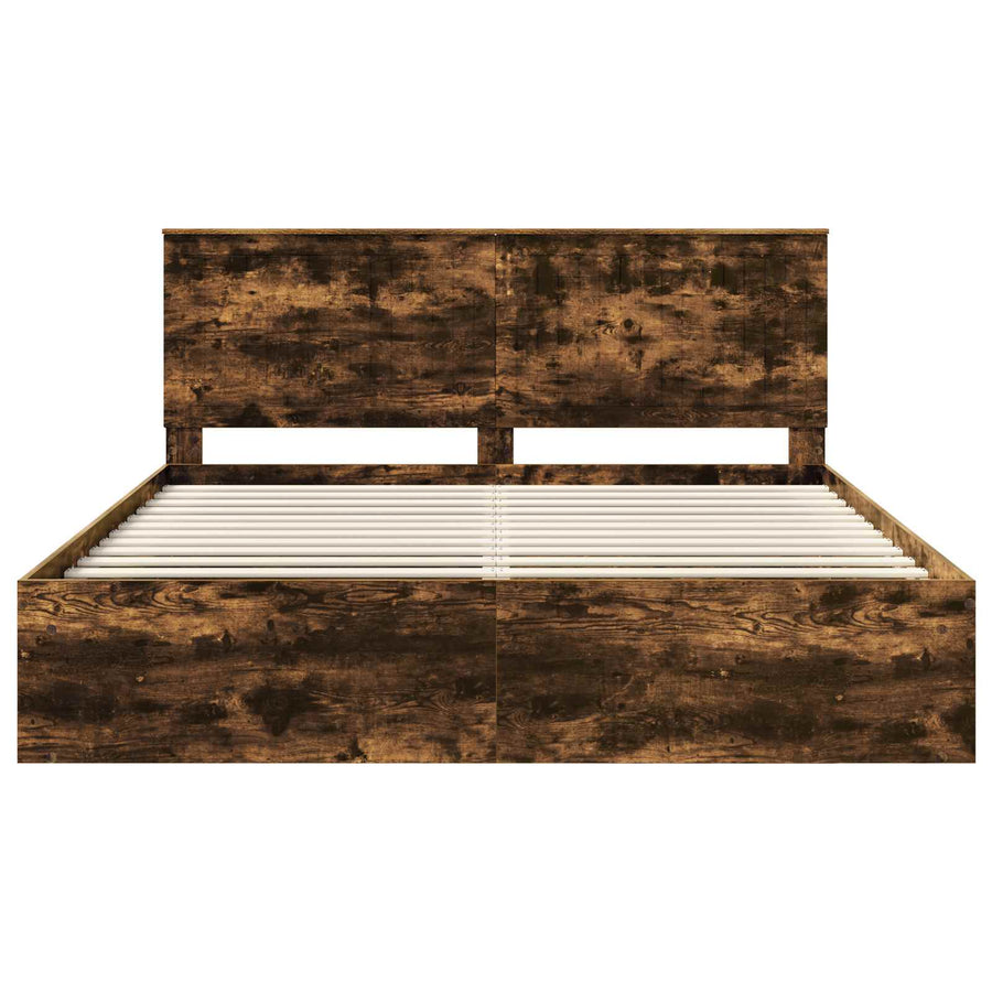 Bedframe Gerookt eiken 180 x 200 cm Massief grenenhout
