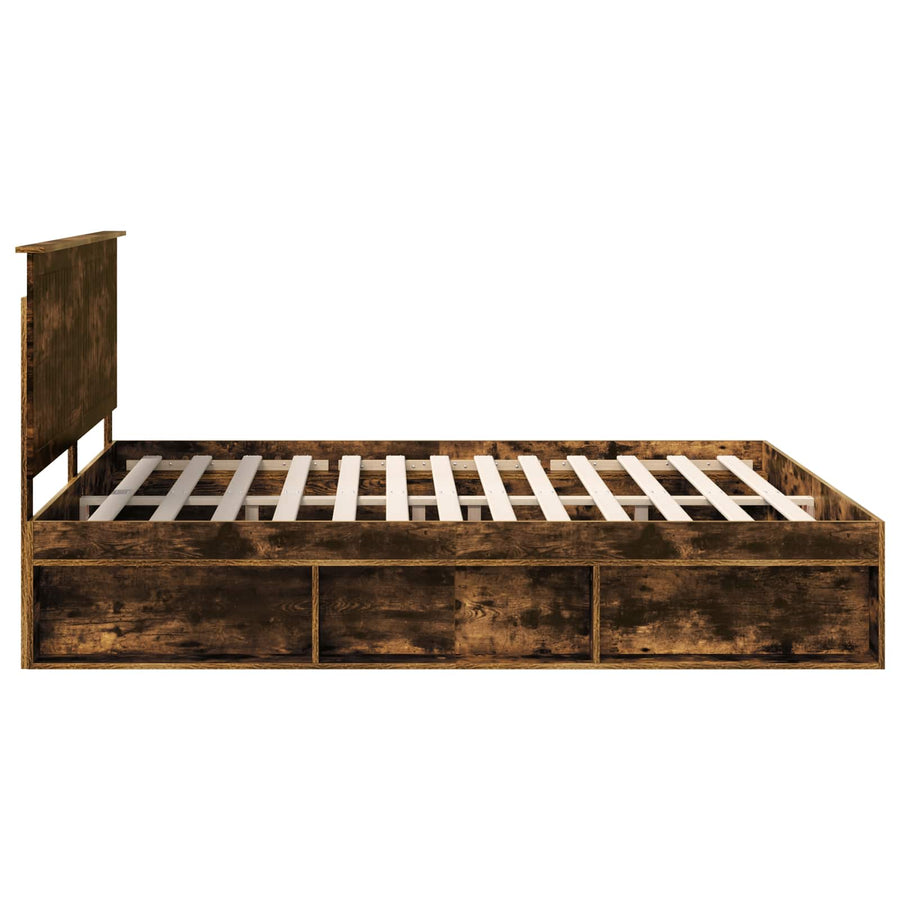 Bedframe Gerookt eiken 180 x 200 cm Massief grenenhout
