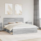 Bedframe 180x200 cm grijs massief grenenhout