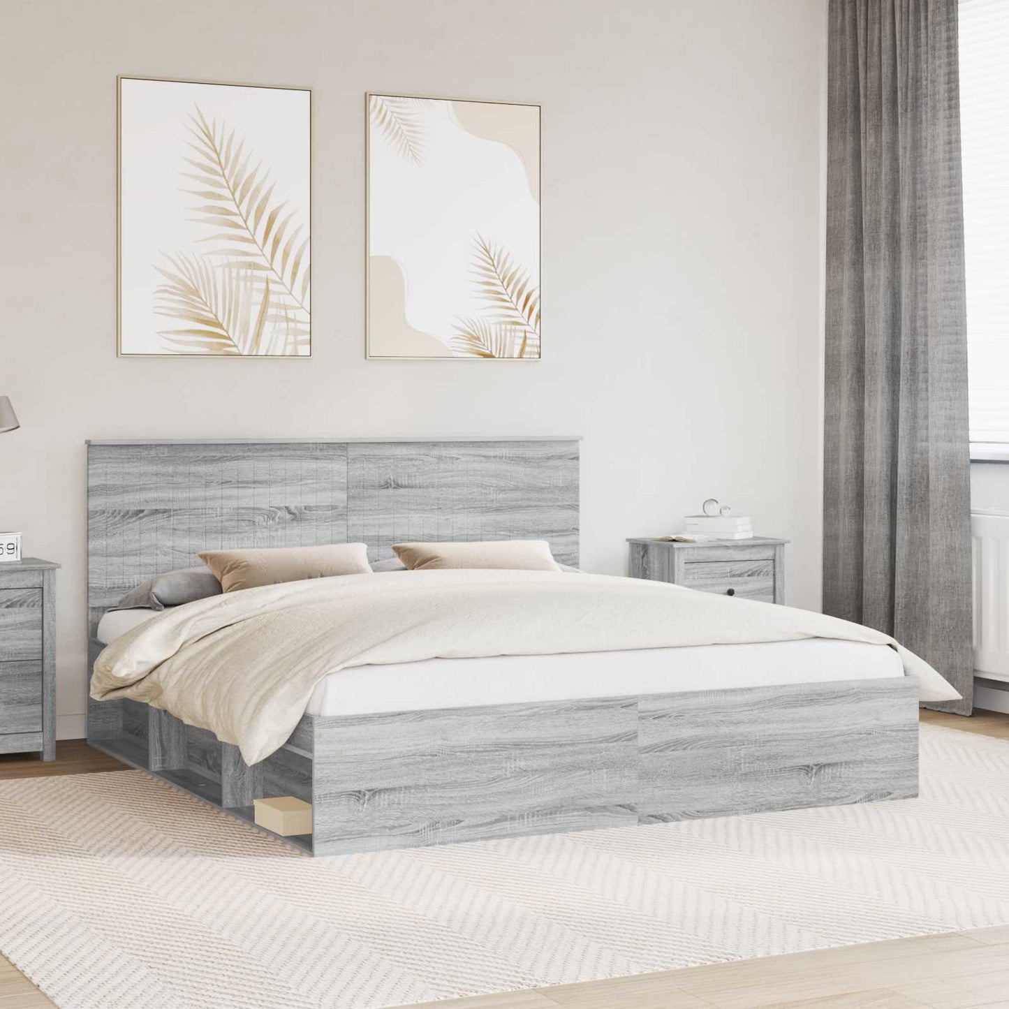 Bedframe Grijs Sonoma 180 x 200 cm Massief grenenhout