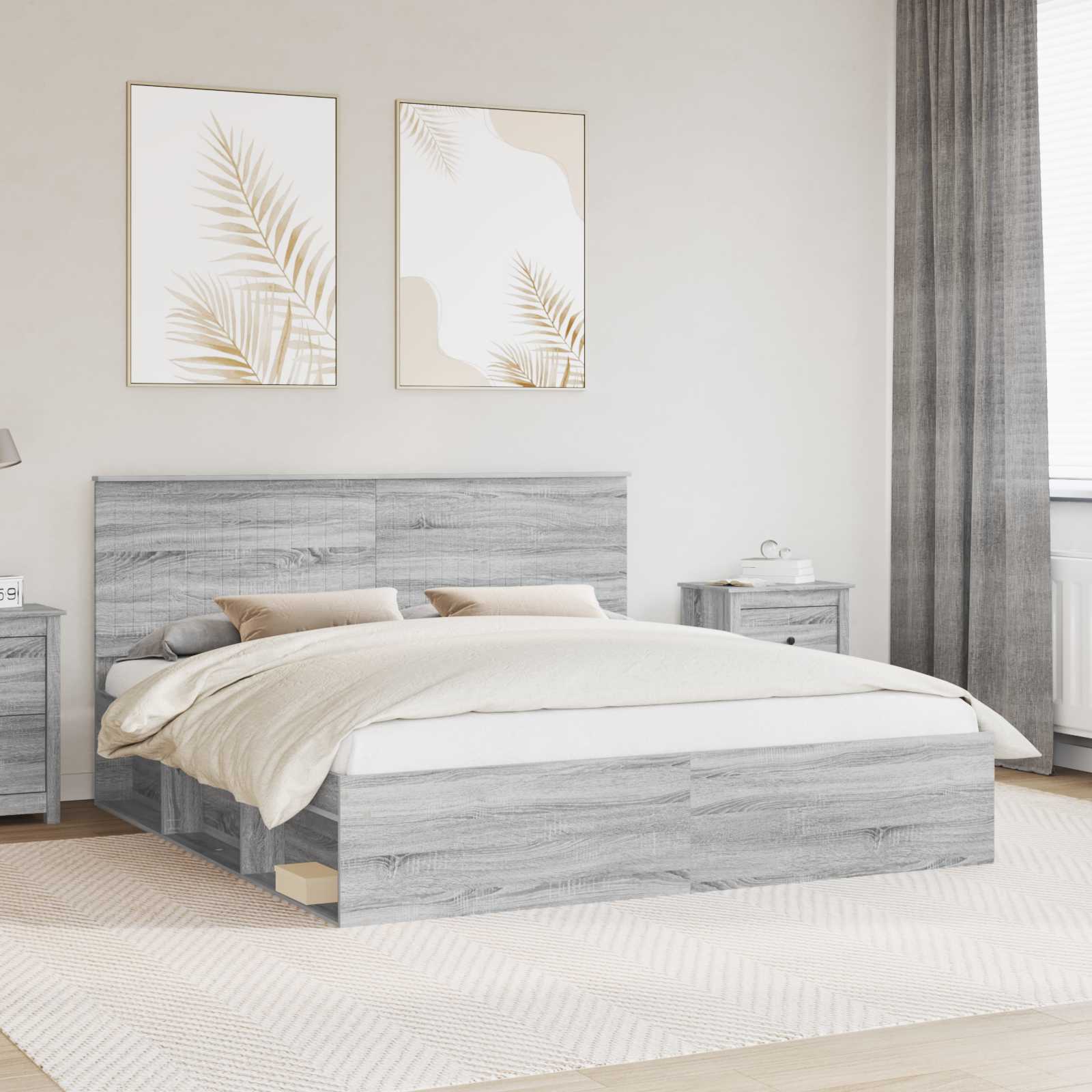 Bedframe Grijs Sonoma 180 x 200 cm Massief grenenhout