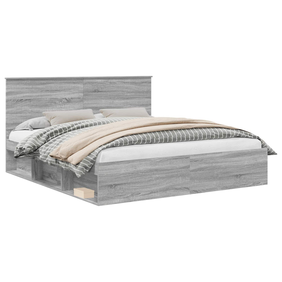 Bedframe Grijs Sonoma 180 x 200 cm Massief grenenhout