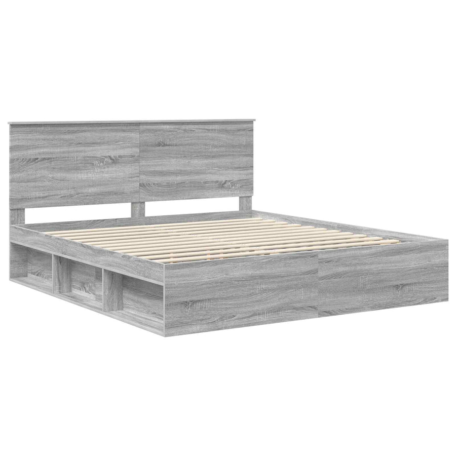 Bedframe Grijs Sonoma 180 x 200 cm Massief grenenhout