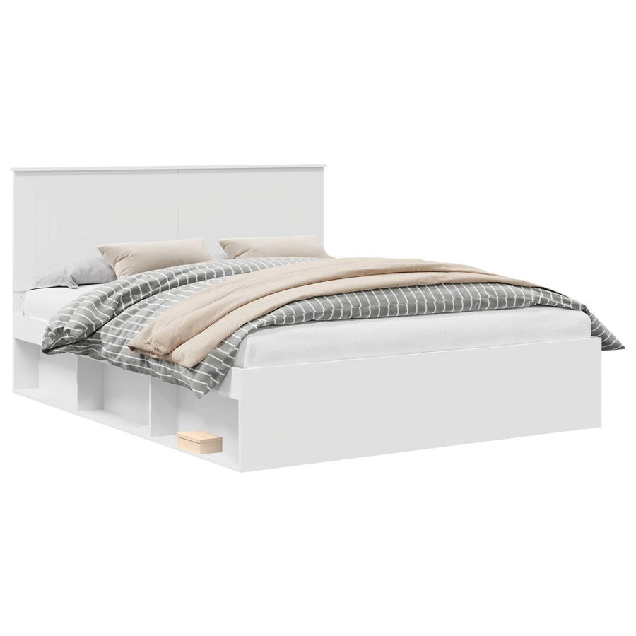 Bedframe met hoofdeinde Wit 160 x 200 cm Massief grenenhout