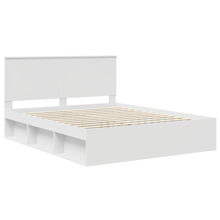 Bedframe met hoofdeinde Wit 160 x 200 cm Massief grenenhout