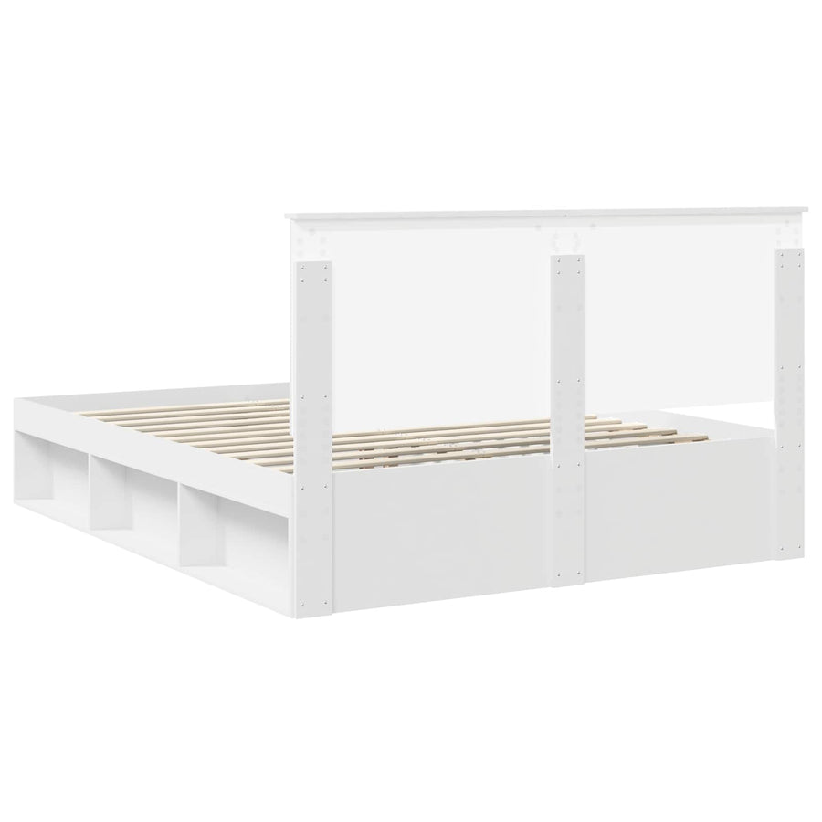 Bedframe met hoofdeinde Wit 160 x 200 cm Massief grenenhout