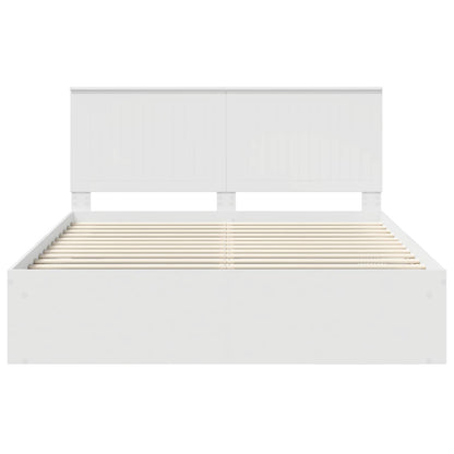 Bedframe met hoofdeinde Wit 160 x 200 cm Massief grenenhout