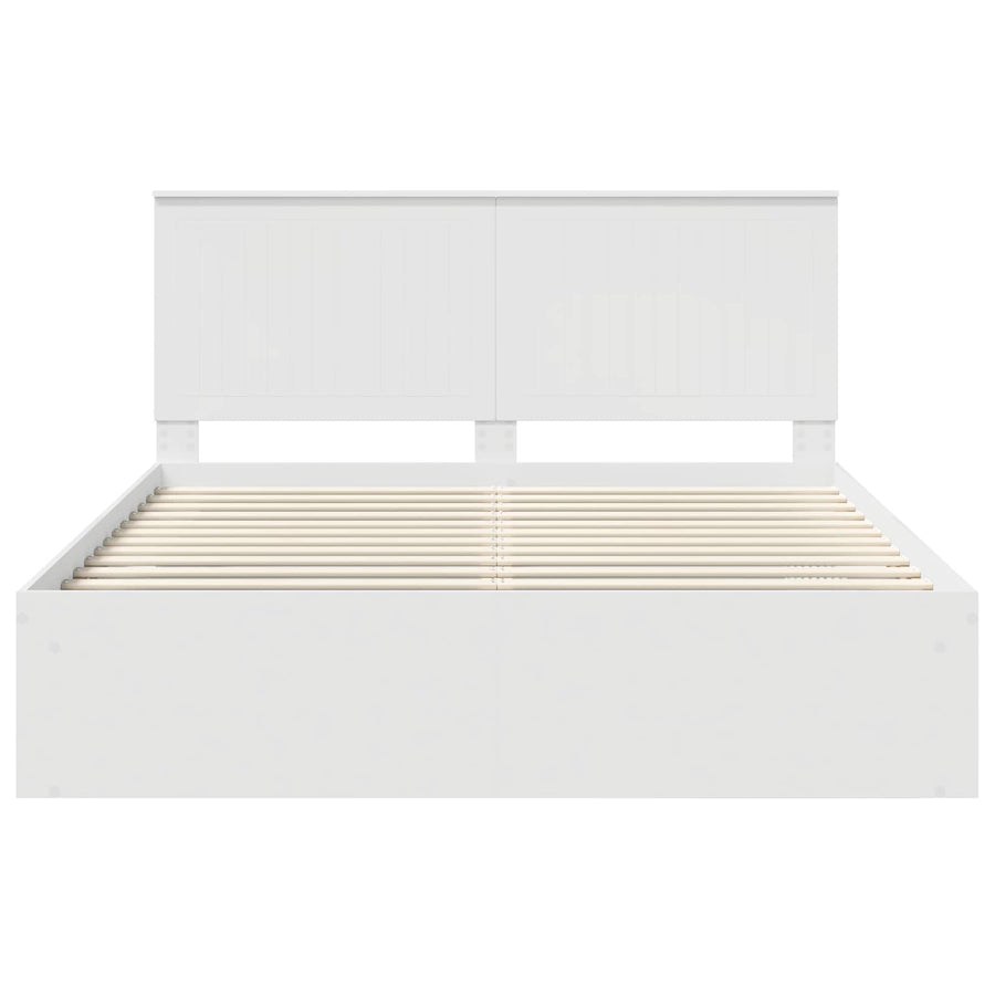 Bedframe met hoofdeinde Wit 160 x 200 cm Massief grenenhout
