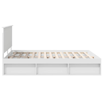 Bedframe met hoofdeinde Wit 160 x 200 cm Massief grenenhout
