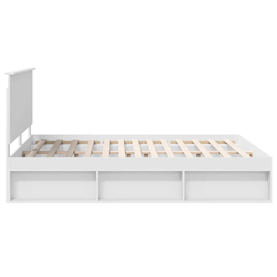 Bedframe met hoofdeinde Wit 160 x 200 cm Massief grenenhout
