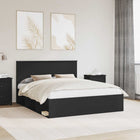 Bedframe 160x200 cm massief grenenhout zwart hoofdeinde