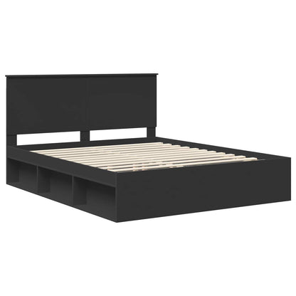 Bedframe met hoofdeinde Zwart 160 x 200 cm Massief grenenhout