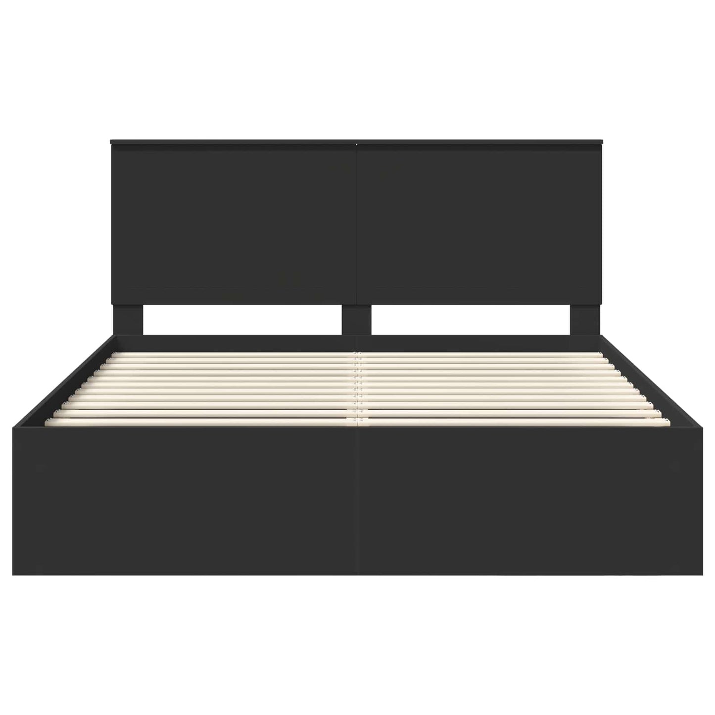 Bedframe met hoofdeinde Zwart 160 x 200 cm Massief grenenhout