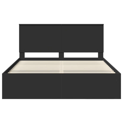 Bedframe met hoofdeinde Zwart 160 x 200 cm Massief grenenhout
