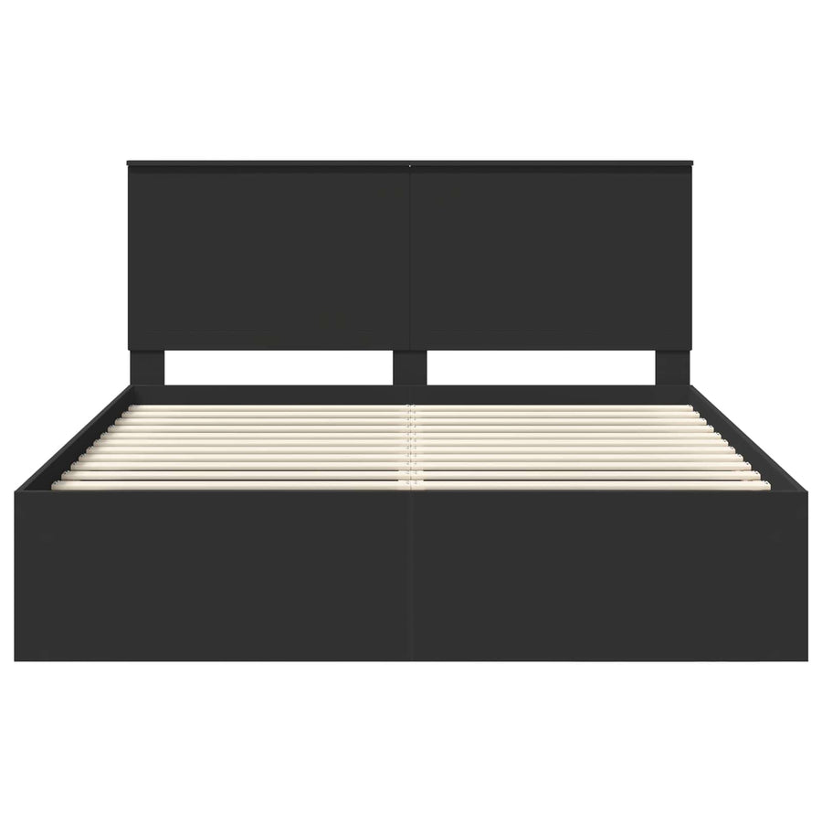Bedframe met hoofdeinde Zwart 160 x 200 cm Massief grenenhout
