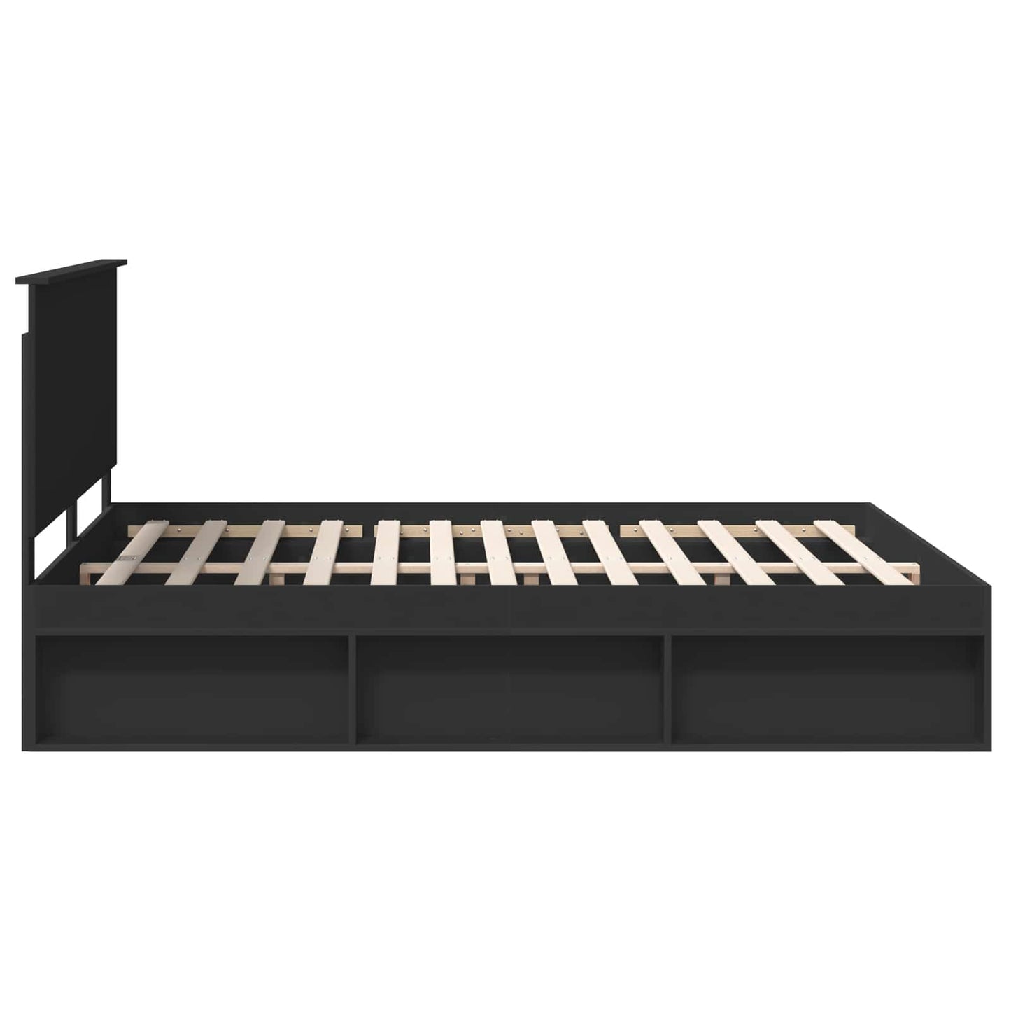 Bedframe met hoofdeinde Zwart 160 x 200 cm Massief grenenhout