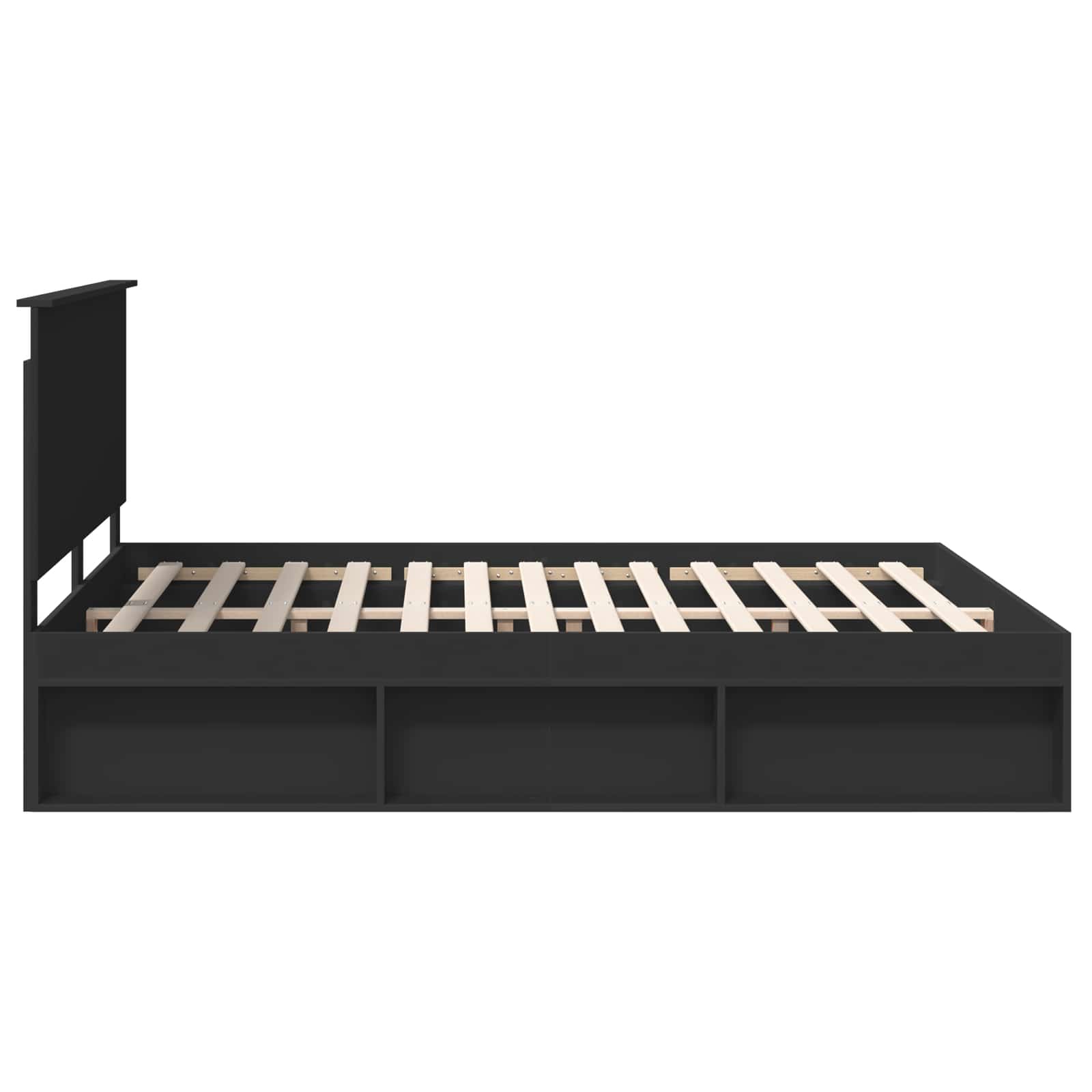 Bedframe met hoofdeinde Zwart 160 x 200 cm Massief grenenhout