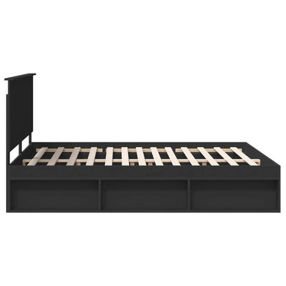 Bedframe met hoofdeinde Zwart 160 x 200 cm Massief grenenhout