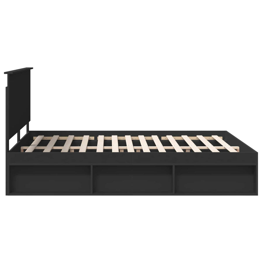 Bedframe met hoofdeinde Zwart 160 x 200 cm Massief grenenhout