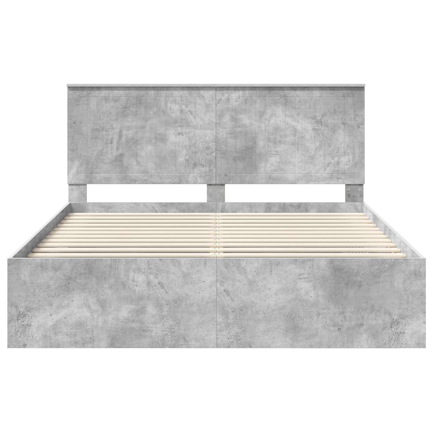 Bedframe met hoofdeinde Beton 160 x 200 cm Massief grenenhout