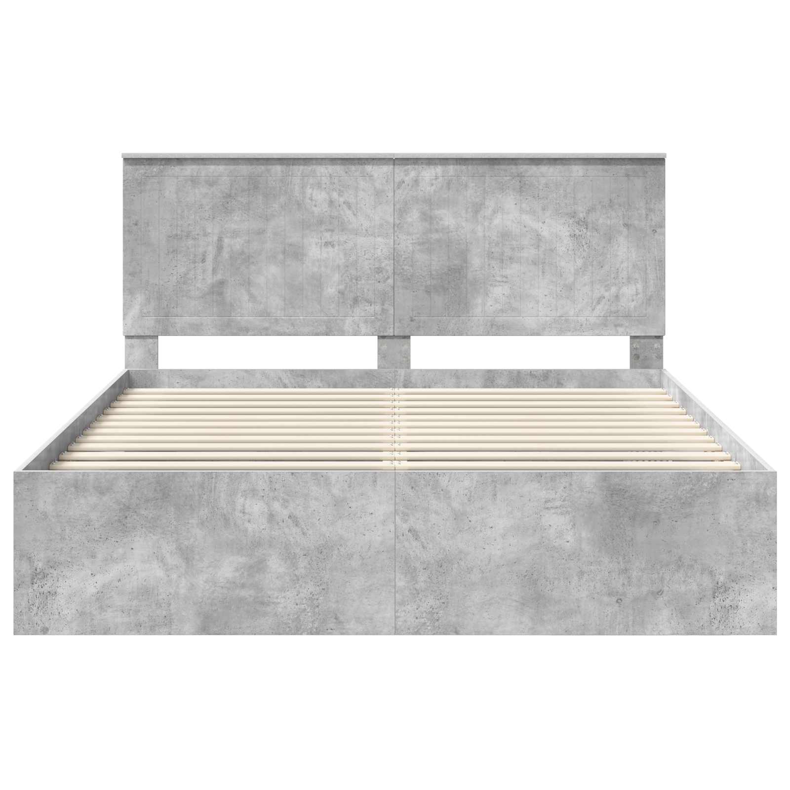 Bedframe met hoofdeinde Beton 160 x 200 cm Massief grenenhout