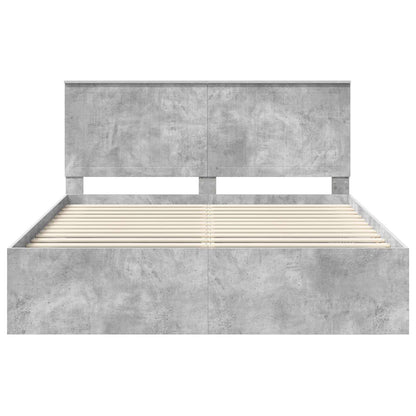 Bedframe met hoofdeinde Beton 160 x 200 cm Massief grenenhout
