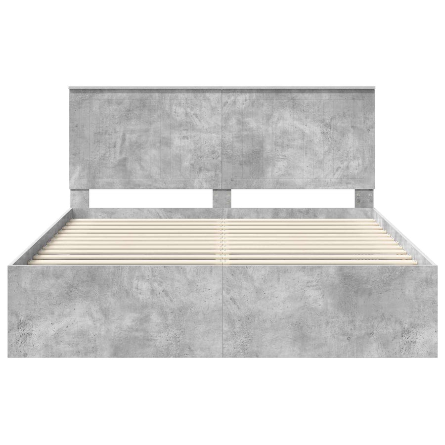 Bedframe met hoofdeinde Beton 160 x 200 cm Massief grenenhout