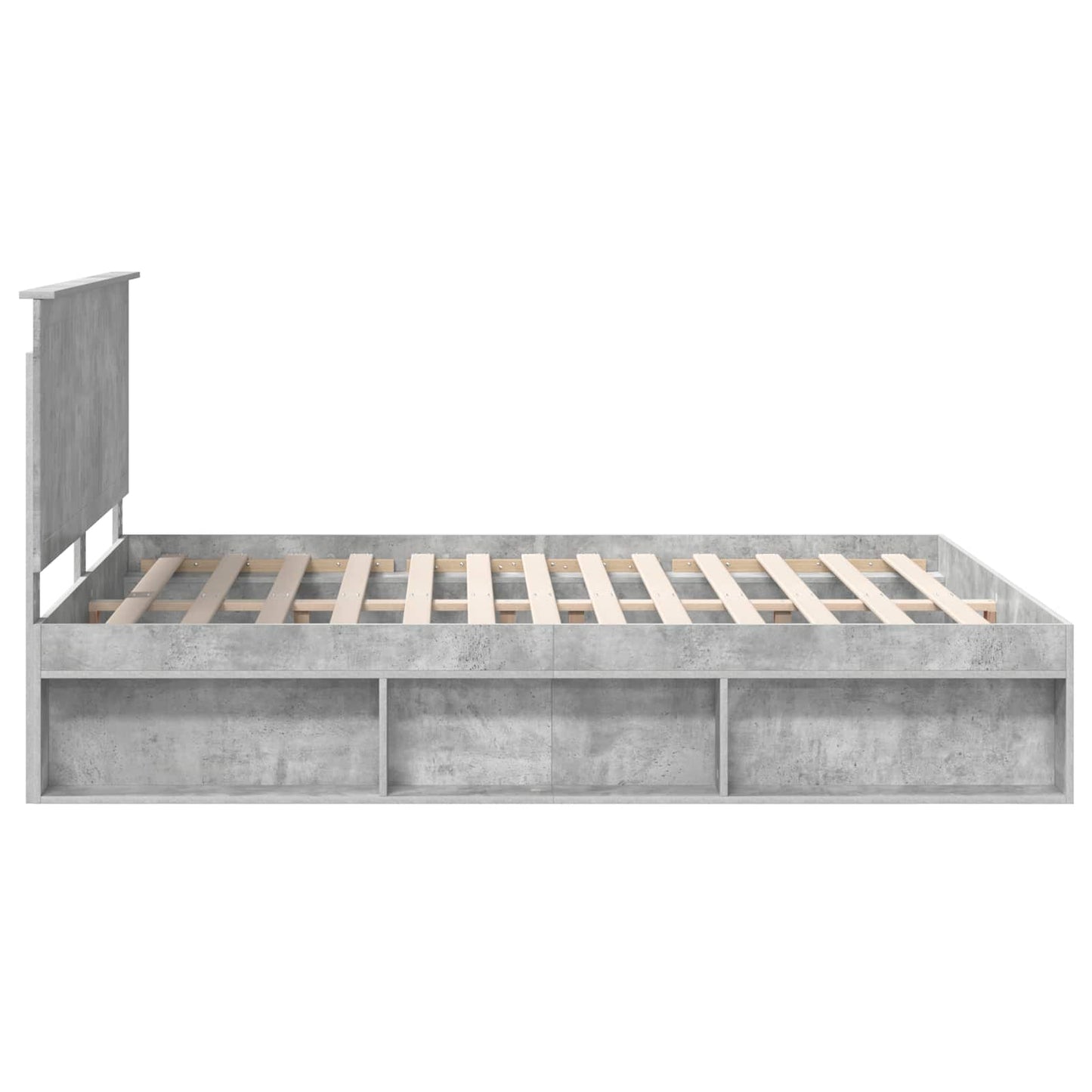 Bedframe met hoofdeinde Beton 160 x 200 cm Massief grenenhout