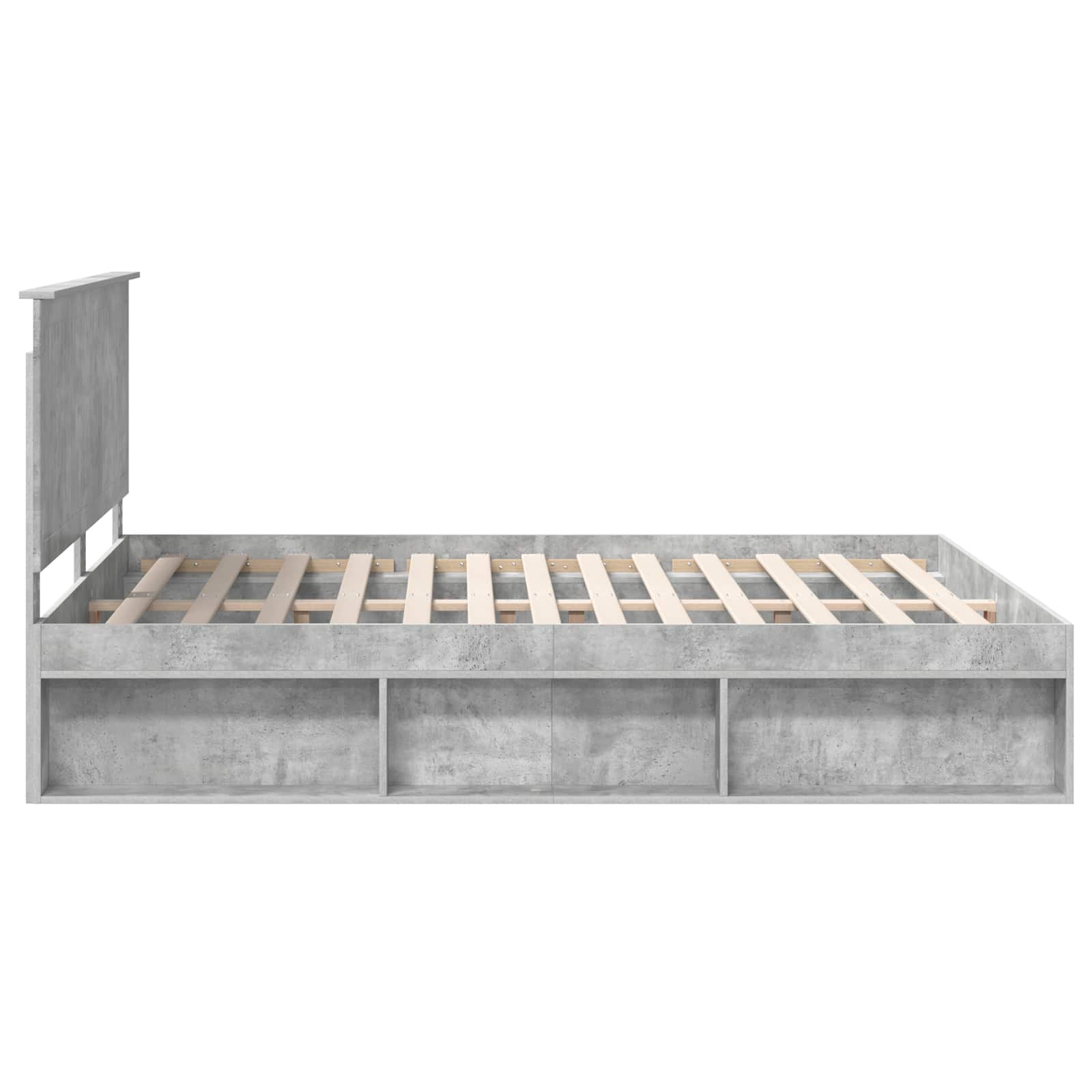 Bedframe met hoofdeinde Beton 160 x 200 cm Massief grenenhout