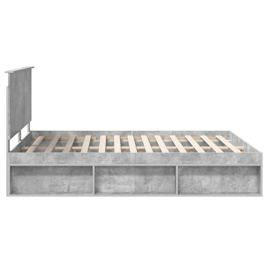 Bedframe met hoofdeinde Beton 160 x 200 cm Massief grenenhout