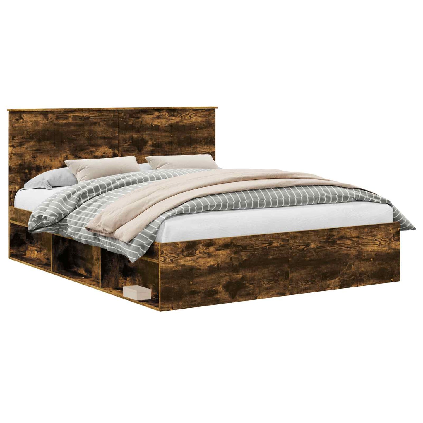 Bedframe Gerookt eiken 160 x 200 cm Massief grenenhout