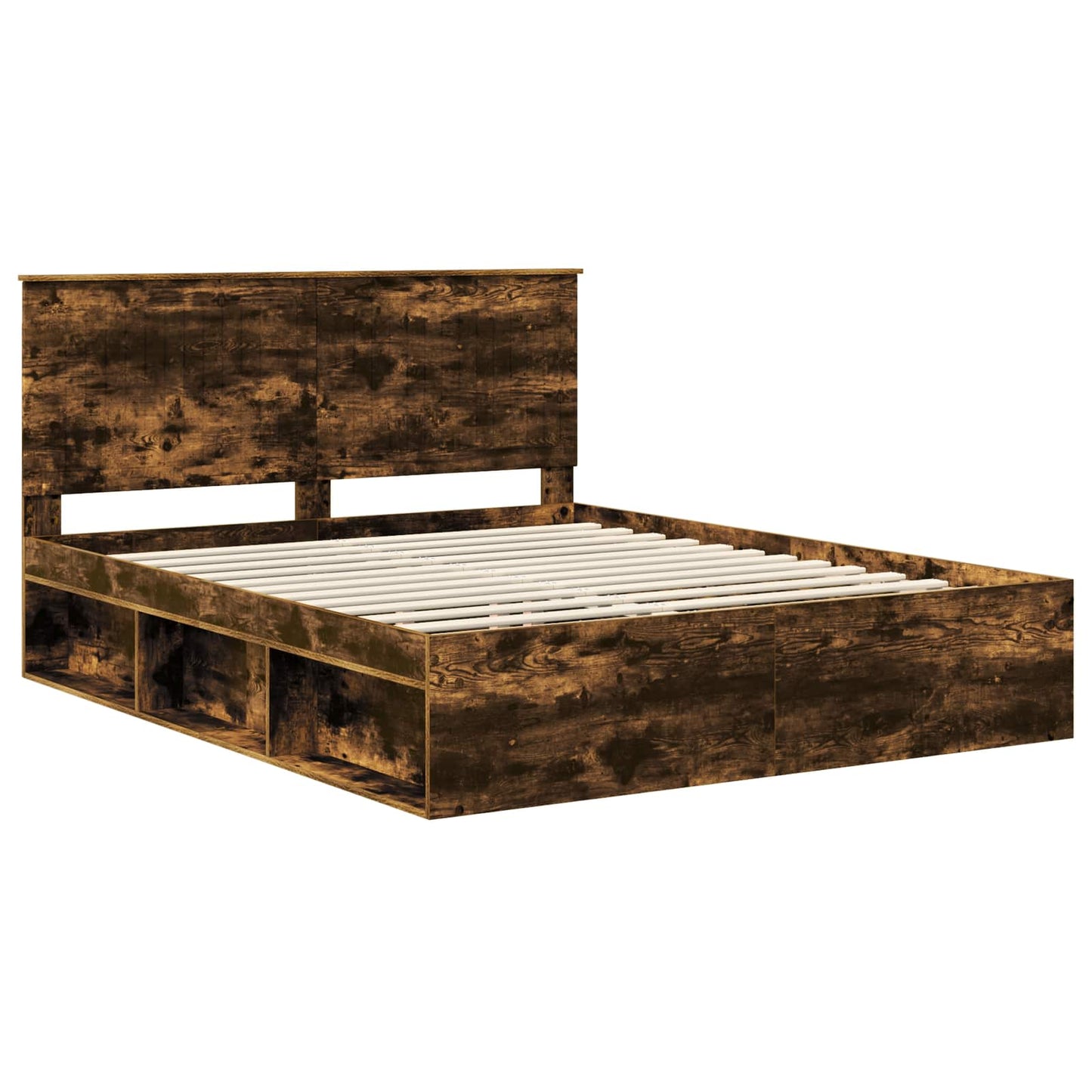 Bedframe Gerookt eiken 160 x 200 cm Massief grenenhout