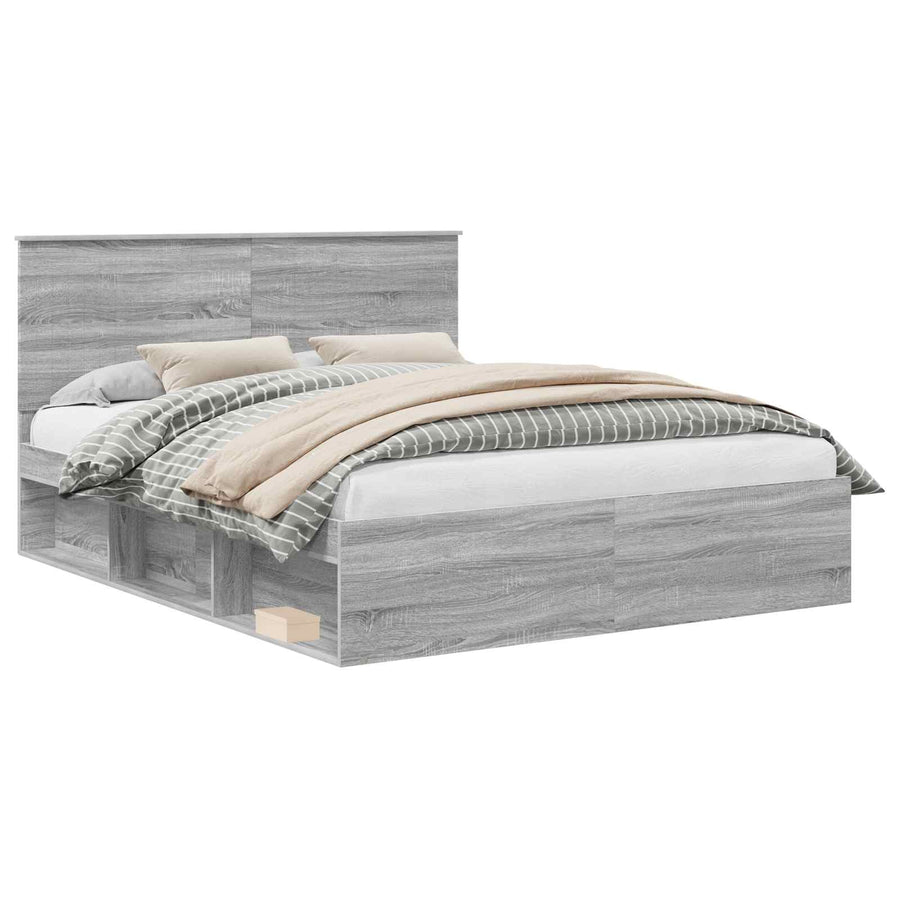 Bedframe Grijs Sonoma 160 x 200 cm Massief grenenhout