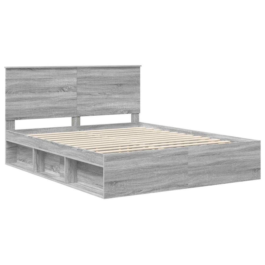 Bedframe Grijs Sonoma 160 x 200 cm Massief grenenhout